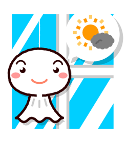 てるてる坊主の天気予報イラスト/晴れ時々曇り