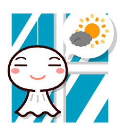 てるてる坊主の天気予報イラスト/曇り時々晴れ