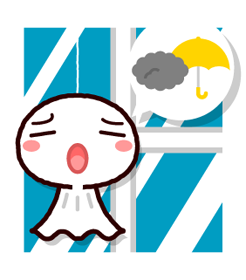 てるてる坊主の天気予報イラスト/曇り時々雨