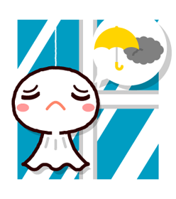 てるてる坊主の天気予報イラスト/雨時々曇り