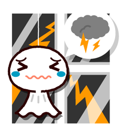 てるてる坊主の天気予報イラスト/雷