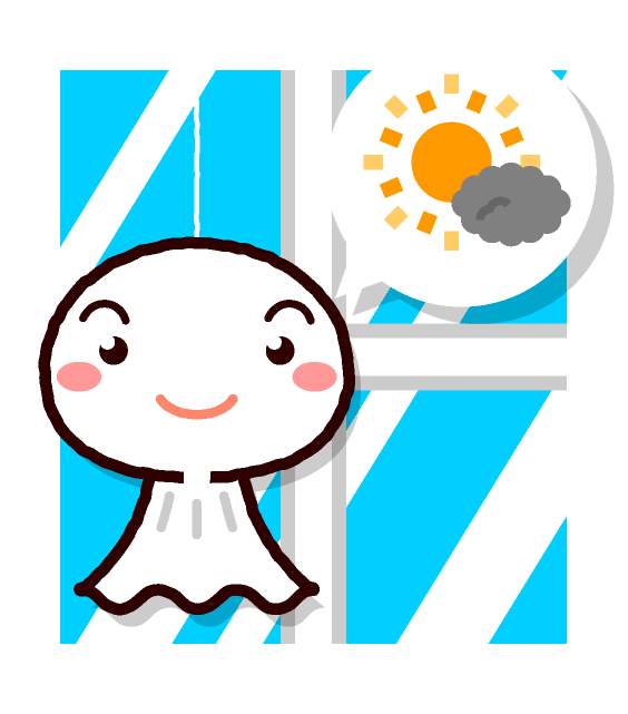 てるてる坊主の天気予報イラスト/晴れ時々曇り