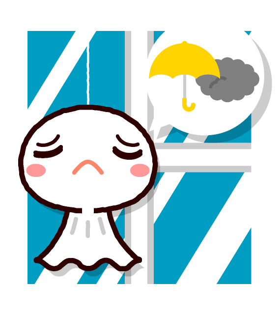 てるてる坊主の天気予報イラスト/雨時々曇り