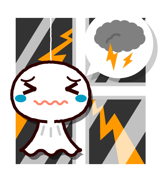 てるてる坊主の天気予報イラスト/雷