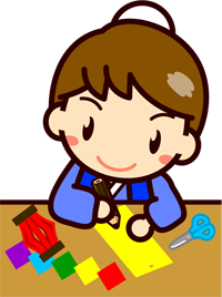 七夕飾りを作る彦星くんイラスト