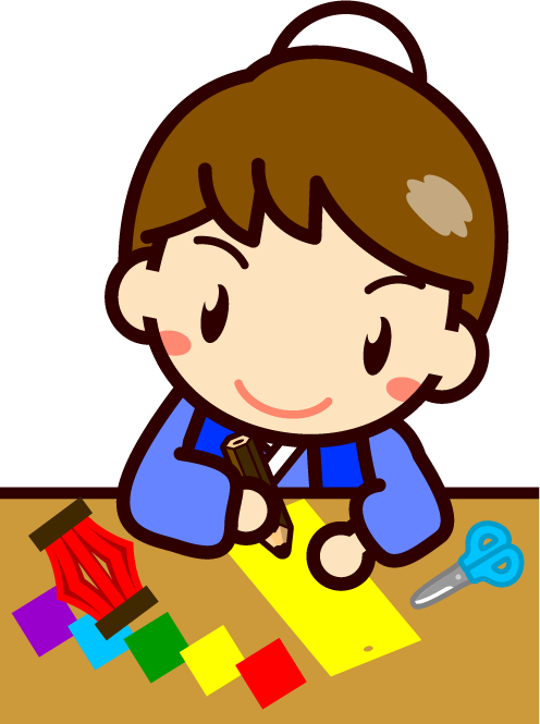 七夕飾りを作る彦星くんイラスト