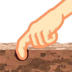 土に人差し指で穴を空けるイラスト