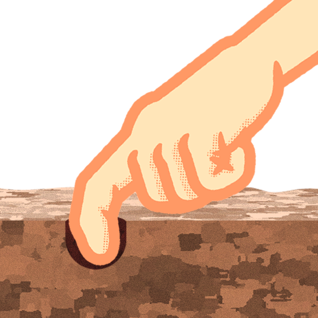 土に人差し指で穴を空けるイラスト