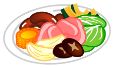 皿に盛ったバーベキュー食材イラスト