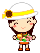 肉や野菜が盛り付けされたお皿を持つ女の子イラスト