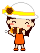 串にさしたお肉を食べる女の子イラスト