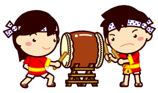太鼓を叩く子供たちイラスト