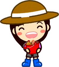 バケツ一杯の貝を獲った女の子イラスト