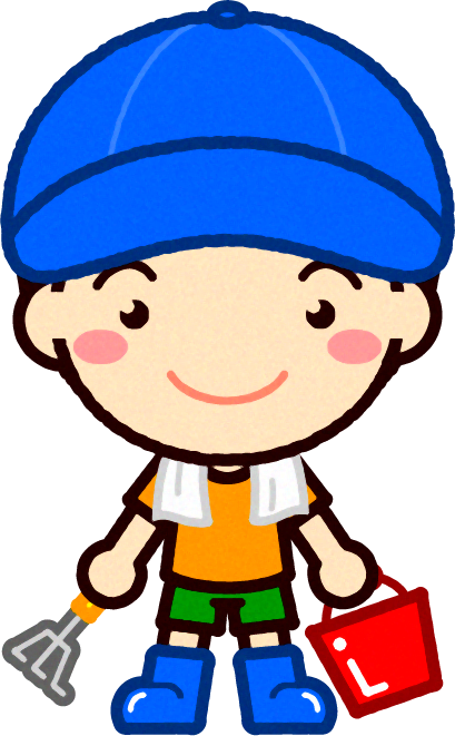 潮干狩りに来た男の子イラスト