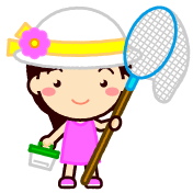 虫取り網と虫籠を持った子供イラスト/女の子
