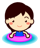 浮輪で水に浮く子供イラスト/女の子