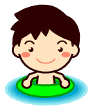 浮輪で水に浮く子供イラスト/男の子