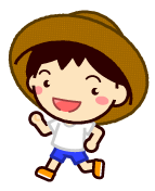 麦わら帽子の子供イラスト/走る男の子