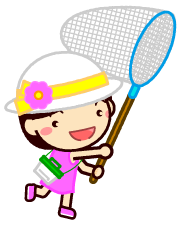 虫取り網を掲げる子供イラスト/女の子