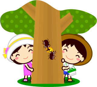 夏と子供たちイラスト