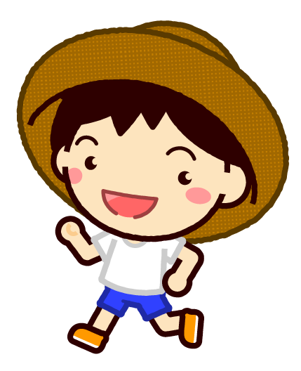 麦わら帽子の子供イラスト/走る男の子