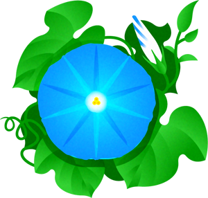 朝顔のイラスト/水色