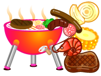 バーベキュー(BBQ)をする子供たちのイラスト