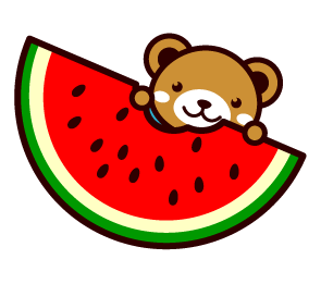 大きいスイカをかじるイラスト/クマ