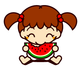 スイカを食べるイラスト/女の子