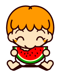 スイカを食べるイラスト/女の子2