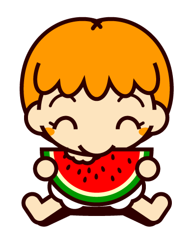 スイカを食べるイラスト/女の子2