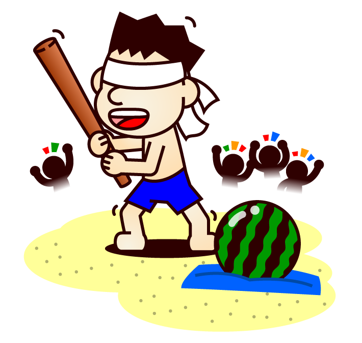 スイカ割りをする人のイラスト/男