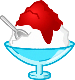 ガラスの器に入ったかき氷のイラスト/苺