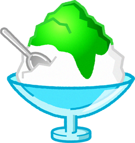 ガラスの器に入ったかき氷のイラスト/メロン