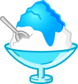 ガラスの器に入ったかき氷のイラスト/ブルーハワイ