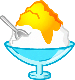 ガラスの器に入ったかき氷のイラスト/レモン