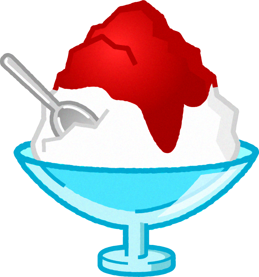 ガラスの器に入ったかき氷のイラスト/苺