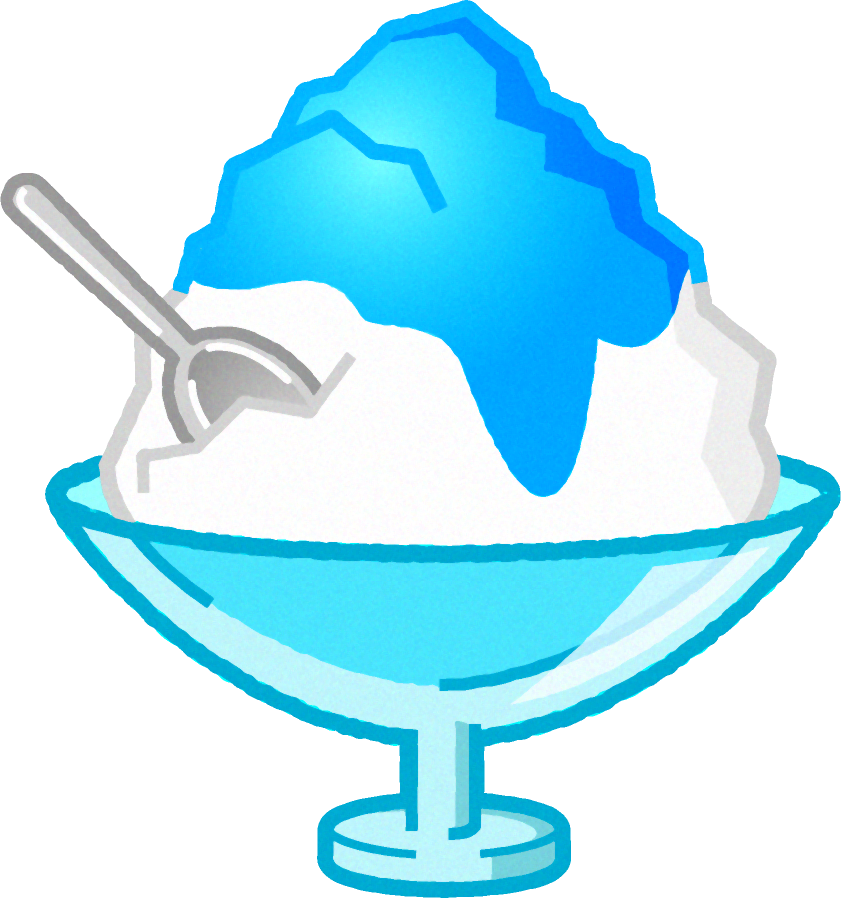 ガラスの器に入ったかき氷のイラスト/ブルーハワイ