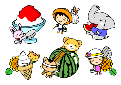 7月と夏を連想させるイラスト