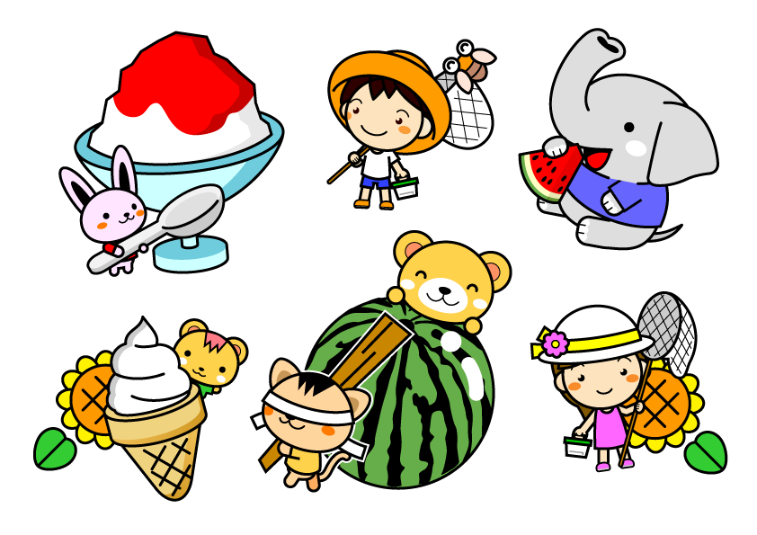 7月と夏を連想させるイラスト
