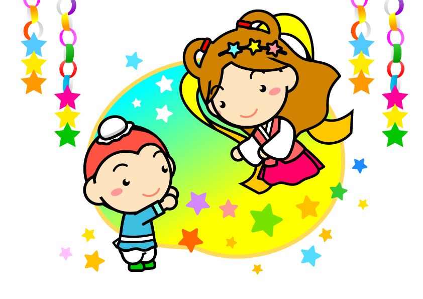 天の川と織姫さまと彦星イラスト2