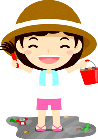 貝を沢山獲った子供イラスト/女の子