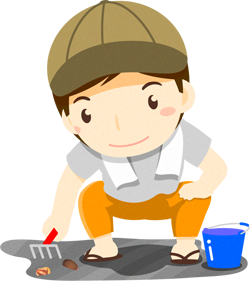 干狩りする男性のイラスト