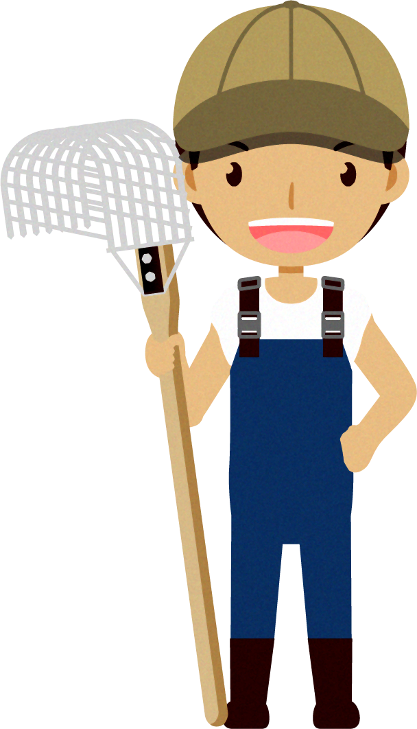 貝掘りジョレンを持った男性イラスト/漁業者