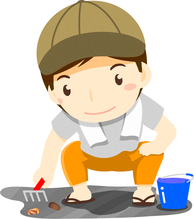 干狩りする男性のイラスト