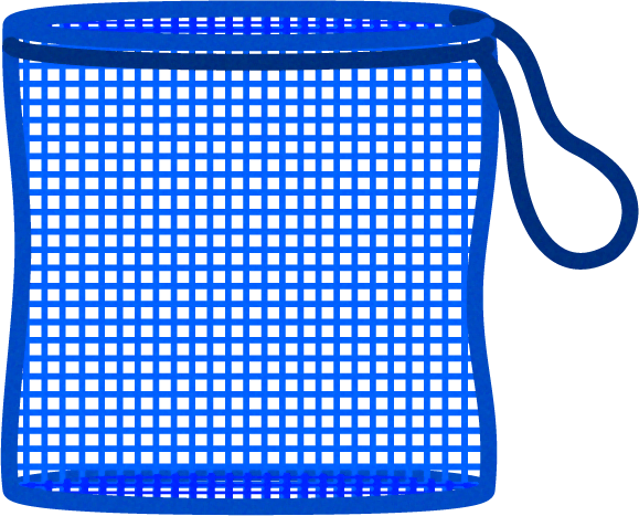 貝を入れる網の袋イラスト