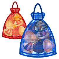 網の袋一杯の貝イラスト