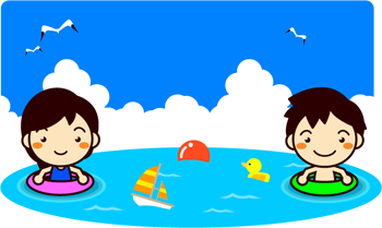 夏に海水浴をする子供イラスト