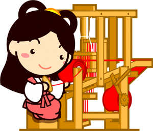 機織りをする織姫さまイラスト
