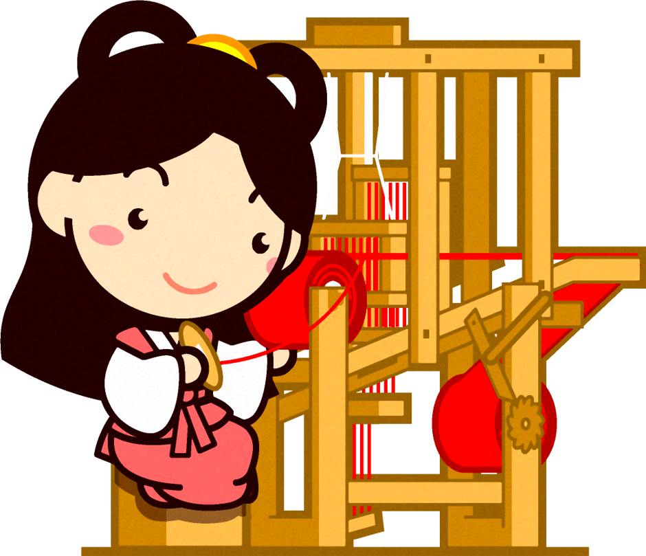 織姫さまイラスト/機織りをする